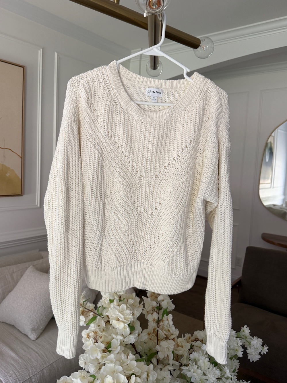 The Drop Cream Cable Knit Fisherman Sweater